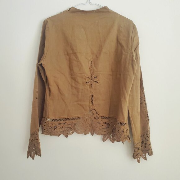 TAIFUN COLLECTION Linen Lace Cardi Long Bolero Draped Cardigan LIKE NEW - Picture 6 of 8
